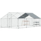 Metal Chicken Coop Run w/ Waterproof Cover, Nesting Box, Roosting Bars, for Outdoor Backyard