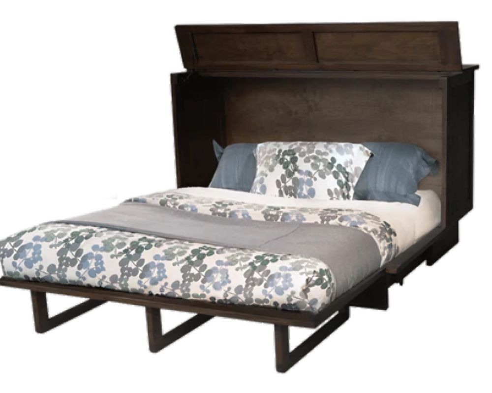 Clifton Queen Size Farmhouse Murphy Cabinet Bed in Auburn