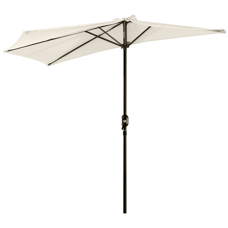 9.8ft Cream Half Round Parasol with Crank Handle & Top Vent