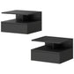 Floating Nightstand Set of 2, Wall Mounted Bedside Table with Drawer and Shelf, Small Night Stand for Bedroom, Black