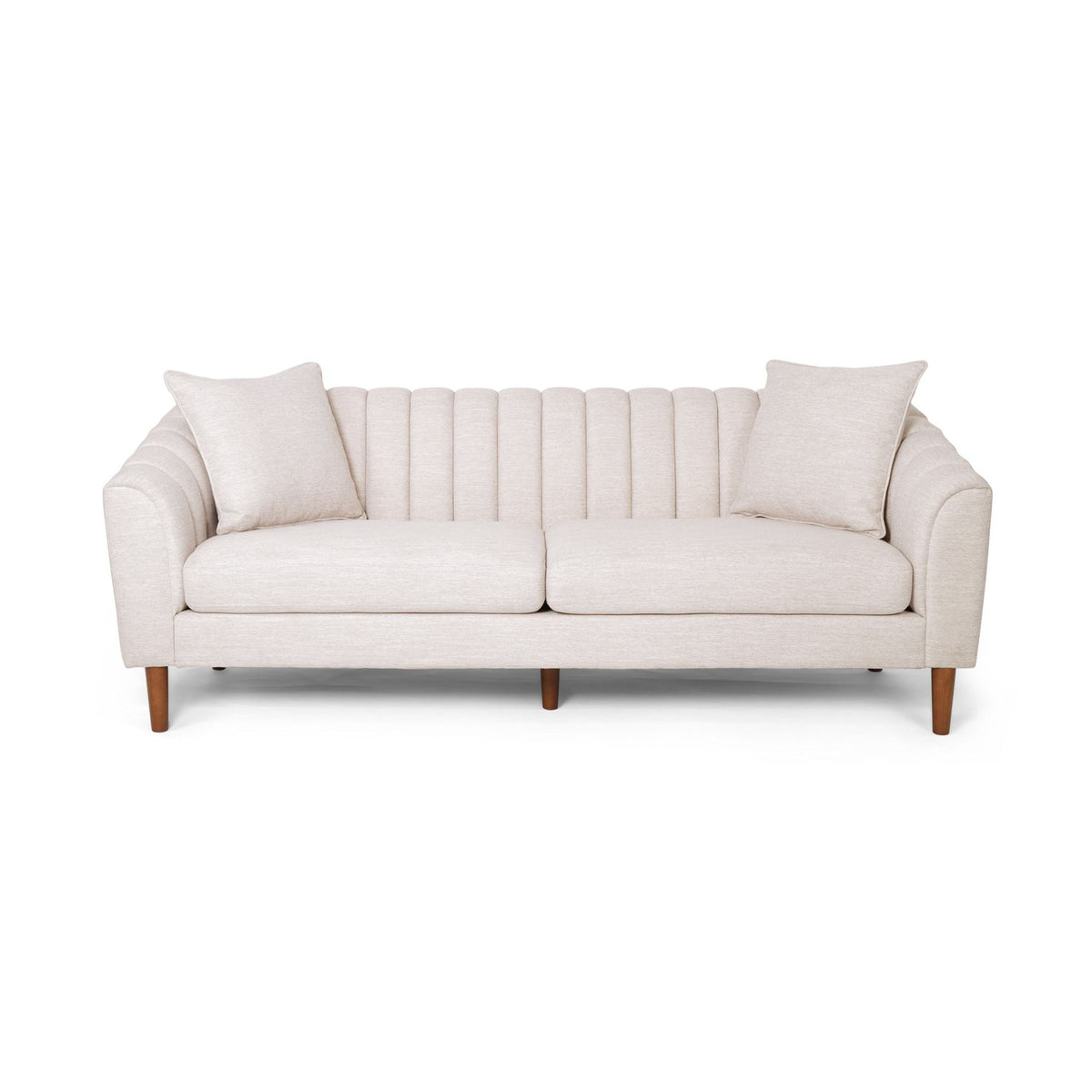 3-Seater Contemporary Sofa with Button Tufted Diamond Stitching, Daybed Perfect for Living Room, 84.5'' L x 33.5'' W x 33.5'' H, Beige
