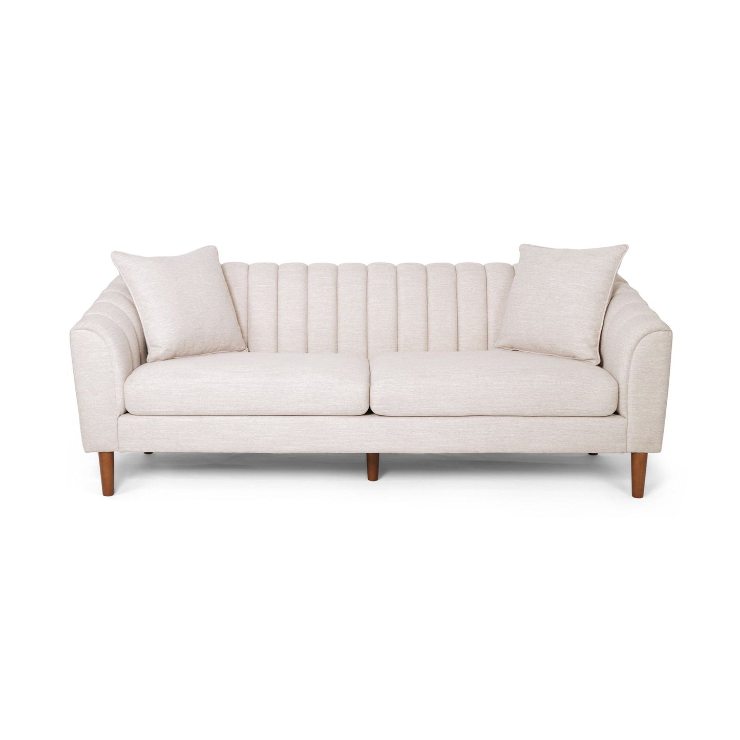 3-Seater Contemporary Sofa with Button Tufted Diamond Stitching, Daybed Perfect for Living Room, 84.5'' L x 33.5'' W x 33.5'' H, Beige