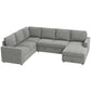 U-Shaped Pull-Out Sleeper Sofa with Storage & Chaise - Grey
