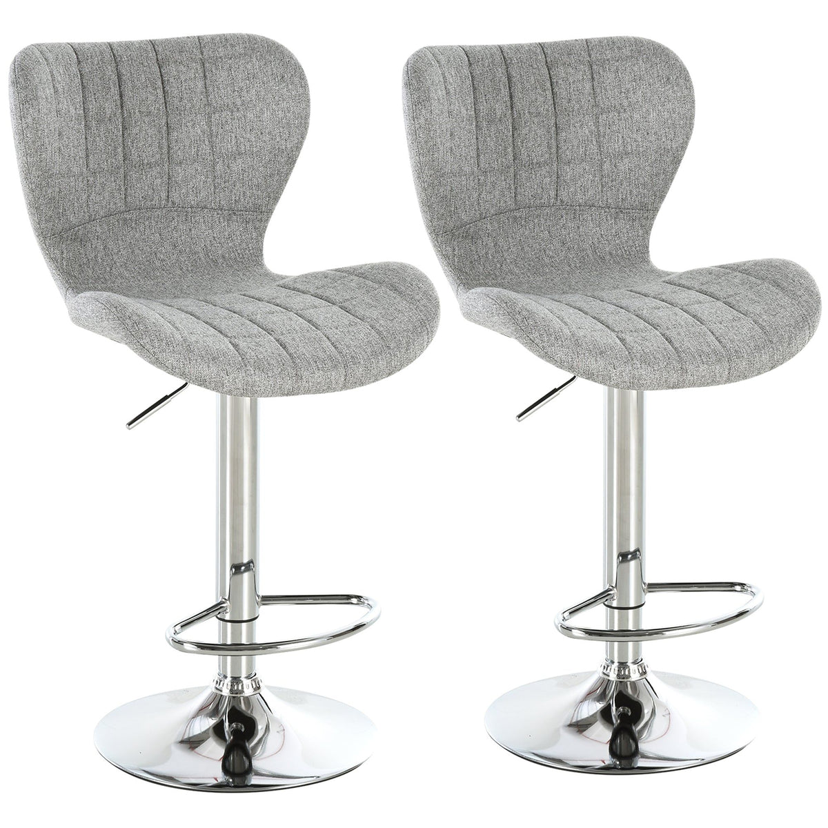 Set of 2 Adjustable Swivel Counter Stools - Grey