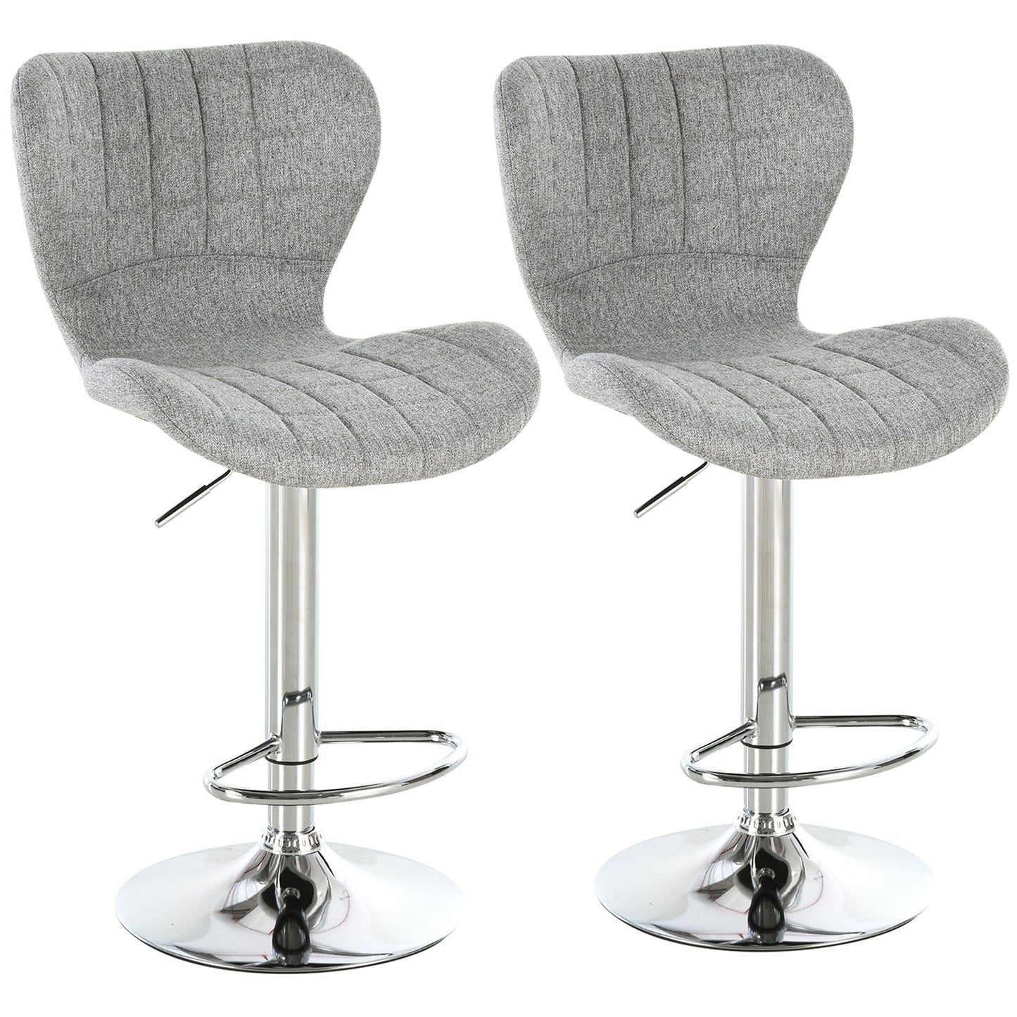 Set of 2 Adjustable Swivel Counter Stools - Grey