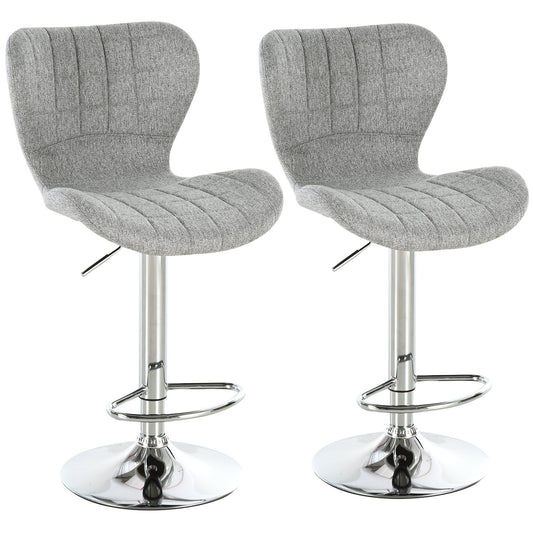 Set of 2 Adjustable Swivel Counter Stools - Grey