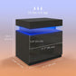 Nightstand with LED Lights and 2 Drawers - Black
