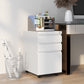 3 Drawer File Cabinet with Lock, Steel Vertical Filing Cabinet with 5 Wheels and Hanging Bar for A4/Legal/Letter, Home Office Printer Stand with Pre-Assembled Body, White