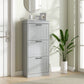 Slim Shoe Cabinet with 3 Flip Drawers and Adjustable Shelves, Narrow Shoe Cabinet for 15 Pairs of Shoes, Grey