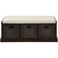 Rustic Espresso Storage Bench with Acacia Wood Frame, Fully Assembled Shoe Bench for Entryway, 43.5" L x 15.5" W x 17" H, Espresso