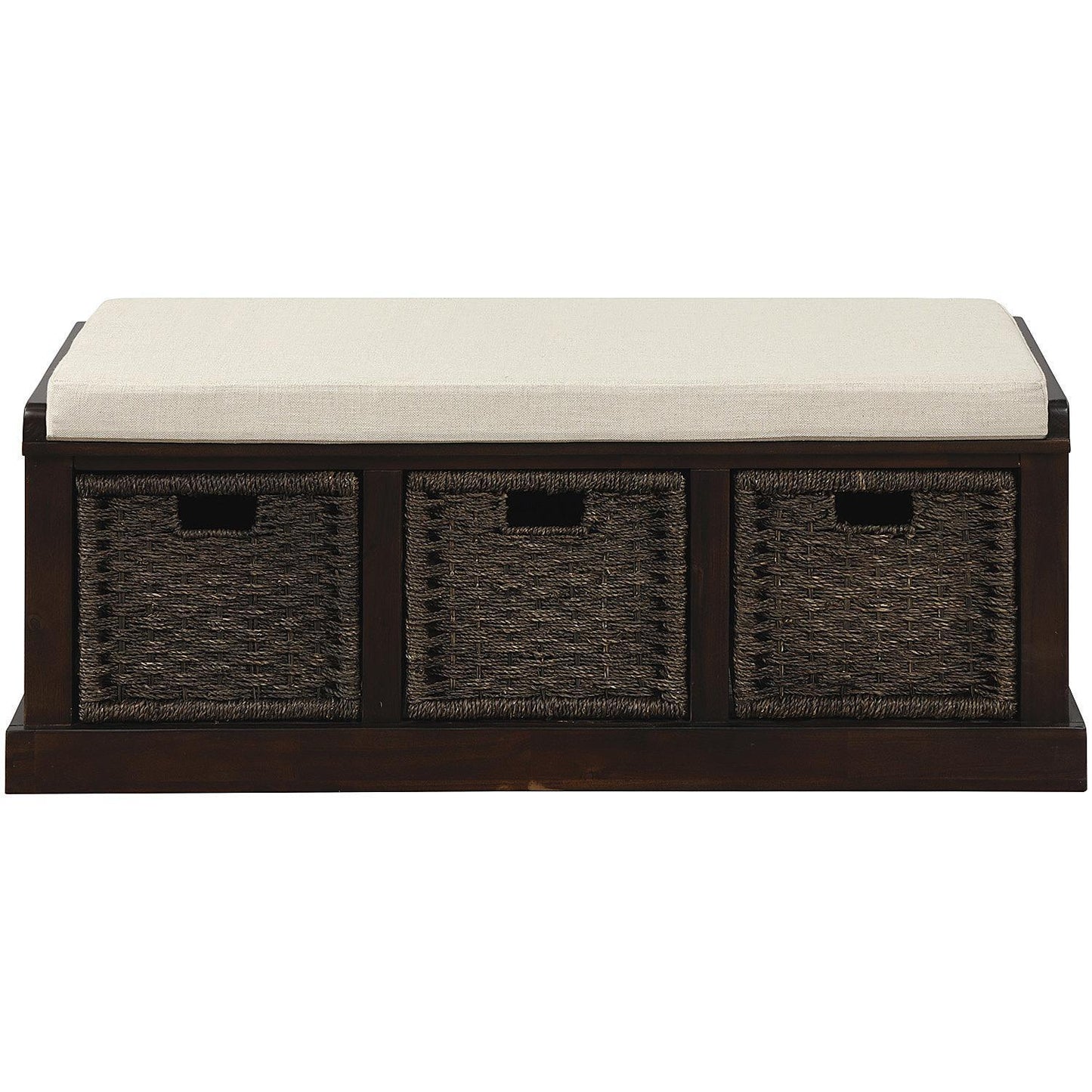 Rustic Espresso Storage Bench with Acacia Wood Frame, Fully Assembled Shoe Bench for Entryway, 43.5" L x 15.5" W x 17" H, Espresso
