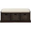 Rustic Espresso Storage Bench with Acacia Wood Frame, Fully Assembled Shoe Bench for Entryway, 43.5