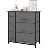 7-Drawer Fabric Dresser with Metal Frame - Dark Grey