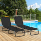 Set of 2 Folding Outdoor Lounge Chair, Sun Tanning Chairs with Reclining Back, Breathable Mesh for Beach Patio, Grey