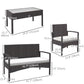 4 Pieces Patio Furniture Set with Loveseat Sofa, Armchairs, Glass Table, Outdoor Wicker Conversation Sofa Set, White
