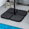 4 Piece Umbrella Base Stand w/ U Locking, 132 lb Capacity Water or 172 lb Capacity Sand, Black