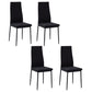 Modern Dining Chairs High Back Upholstered Linen Fabric with Metal Legs for Kitchen Black
