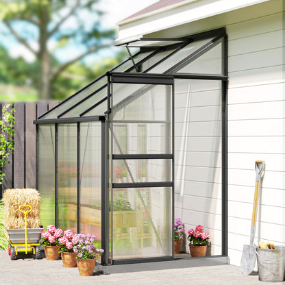6' x 4' Aluminum Lean-To Greenhouse with Rain Gutter