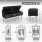 Storage Ottoman with Lid, Velvet Upholstered Storage Bench with Wood Legs for Living Room, Black