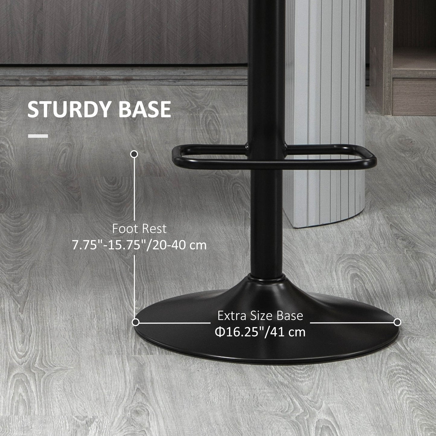 Swivel PU Leather Barstools Set of 2 Adjustable Bar Stools with Footrest Back for Kitchen Counter Dining Room Black