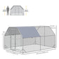 Chicken Run Outdoor, Galvanized Large Metal Chicken Coop Cage, Walk-in Enclosure Poultry Hen Run House Playpen Rabbit Hutch with Flat Roof, Cover