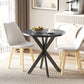 29" Dining Table, Contemporary Round Kitchen Table with Steel Legs, Black