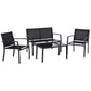 4-Piece Patio Furniture Set with Glass Top Coffee Table, Breathable Mesh Seat & Backrest for Garden, Balcony, Black