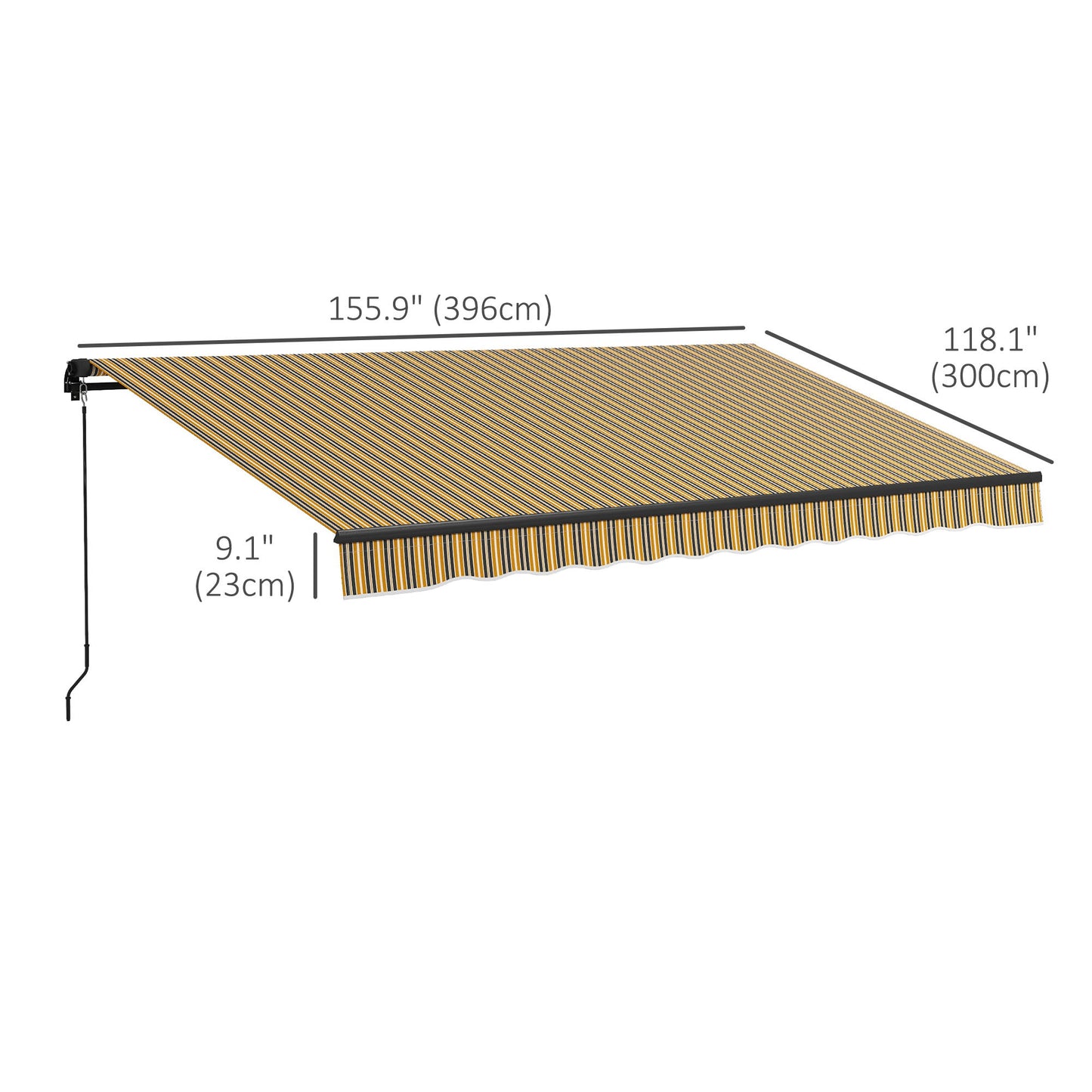 13' x 10' Retractable Awning, 280gsm UV Resistant Sunshade Shelter, for Deck, Balcony, Yard, Amber and Dark Grey