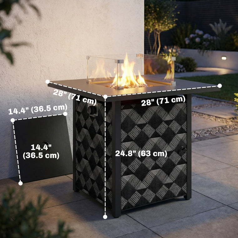 28-Inch Propane Fire Pit Table with Wind Guard