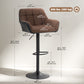 Swivel Barstools Set of 2 Adjustable Bar Stools with Footrest Armrests and PU Leather Back for Dining Room Brown