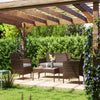 4 Pieces Wicker Outdoor Balcony Furniture Set Rattan Patio Furniture Set with Loveseat Chairs Glass Coffee Table Grey