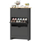 Shoe Storage Cabinet with 3 Flip Drawers and Adjustable Shelves for 12-18 Pairs of Shoes, Black