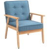 Tufted-Back Fabric Accent Chair with Wood Legs - Blue
