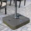 HDPE Square Cantilever Patio Umbrella Base with Wheels Crossbar Heavy-Duty Umbrella Stand, Filled Up to 330lbs with Stand or 248lbs with Water for Deck Poolside, Coffee