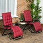 Folding Garden Chairs Set of 2, Reclining Zero Gravity Chair, Sun Lounger with Cushion and Headrest, Wine Red
