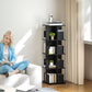 360° Rotating Bookcase with Anti-Tipping Straps, Anti-Slip Foot Pads, 4 Tier Bookshelf with 16 Cubbies for Books, Plants, Decorations, Black