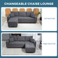 Corduroy L-Shape Corner Sectional Sofa - Charcoal Grey