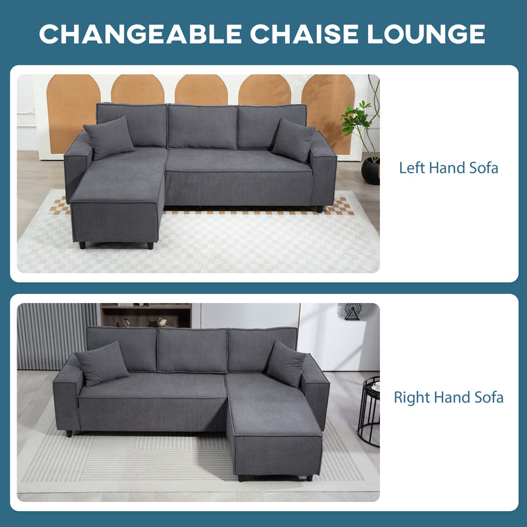 Corduroy Corner Sectional with Changeable Chaise