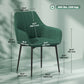 Dining Chairs Set of 2, Upholstered Linen Fabric Accent Chairs with Metal Legs, Dark Green