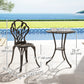 3PCs Patio Bistro Set, Outdoor Cast Aluminum Garden Table and Chairs with Umbrella Hole for Balcony, Bronze