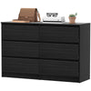 Wide Chest of Drawers, 6 Drawer Dresser for Bedroom, Living Room, Hallway, Modern Clothes Storage Organizer, Black