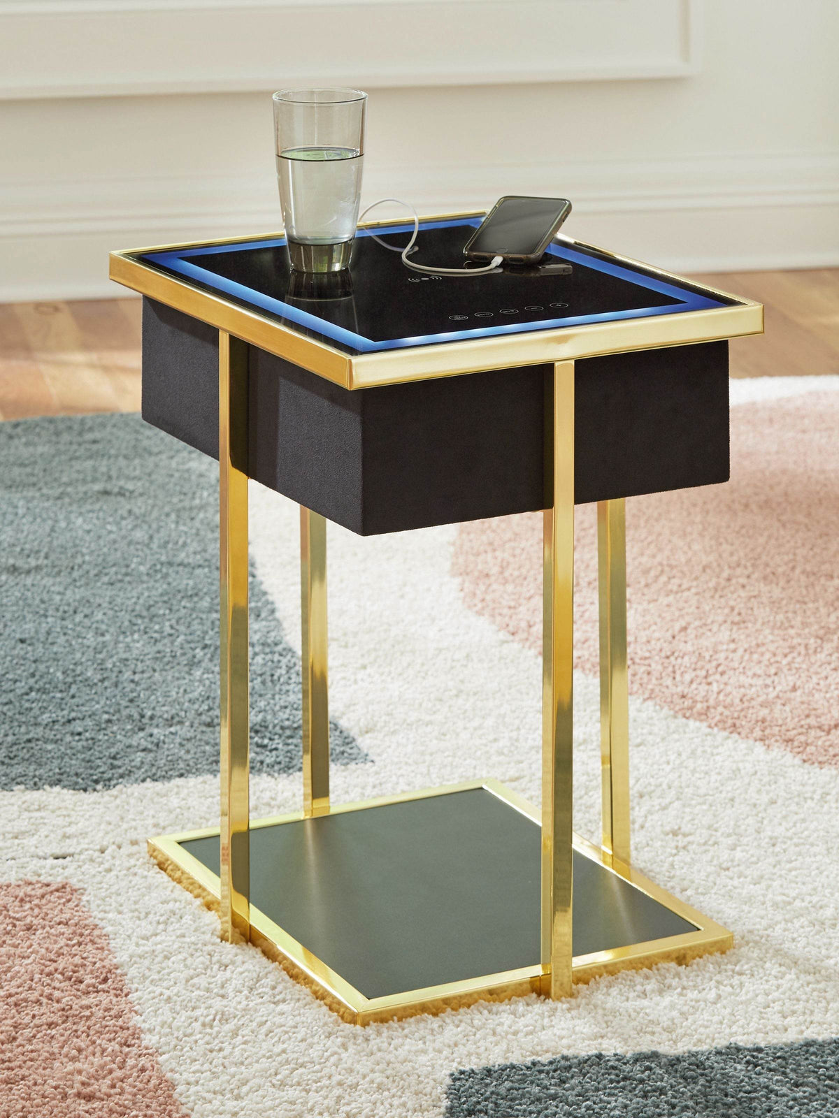 Rexwell - Black / Gold Finish - Accent Table With Speaker - Forward Furniture