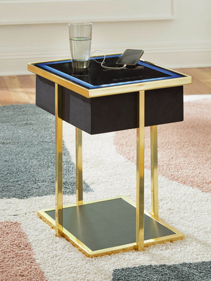 Rexwell - Black / Gold Finish - Accent Table With Speaker - Forward Furniture