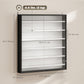 7-Tier Display Cabinet, Shot Glass Display Case, Glass Curio Cabinet with Glass Doors, Black and White