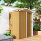 4.5 x 3ft Outdoor Storage Shed, Waterproof Metal Garden Shed with Lockable Door for Backyard, Patio, Lawn, Wood Grain
