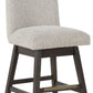 Burkhaus - Beige / Dark Brown - Upholstered Swivel Barstool (Set of 2)