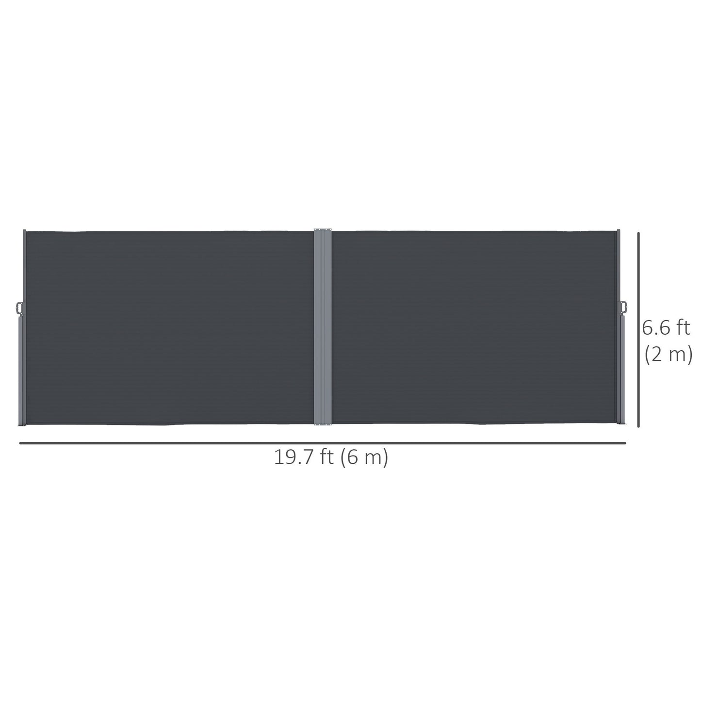 Retractable Double Side Awning, 79"x236" Patio Privacy Screen, UV Resistant, Waterproof Wind Screen, Charcoal Grey