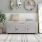 Rustic Storage Bench with Removable Linen-Blend Cushion, Functional Entryway Bench for Living Room, 43.5" L x 16" W x 18" H, Gray Wash