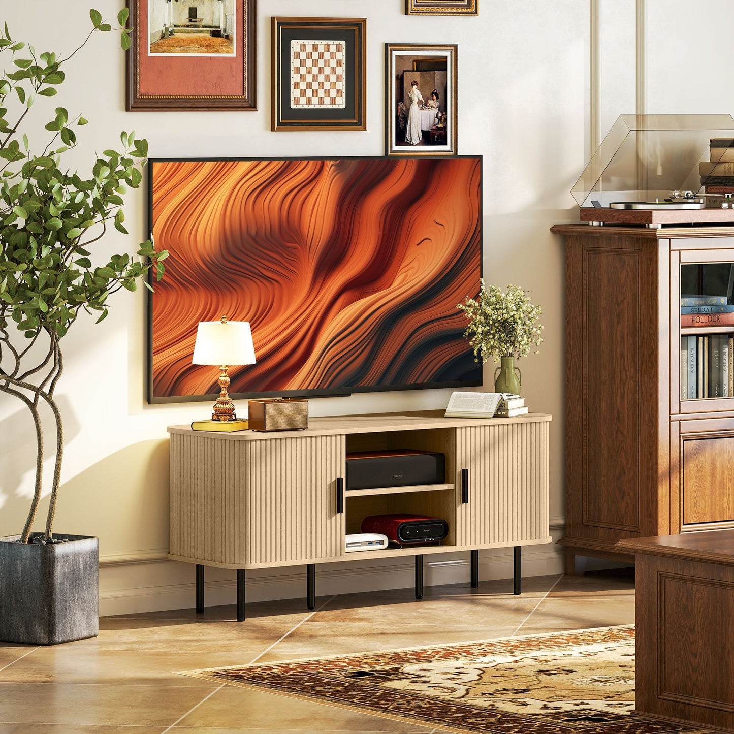 TV Stand for TVs up to 55" with Storage - Oak Tone