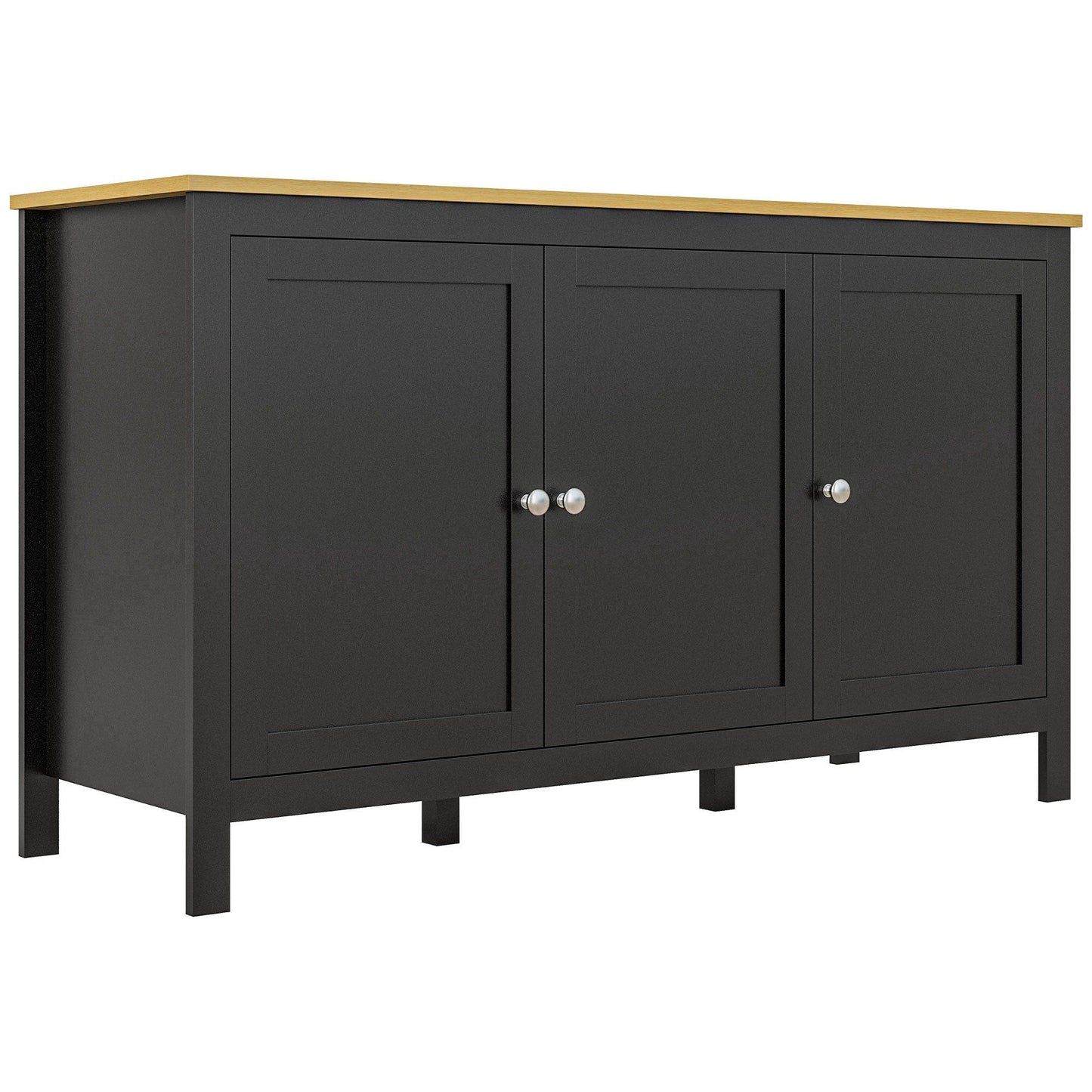 Sideboard Buffet with Doors and Shelves - Black and Natural